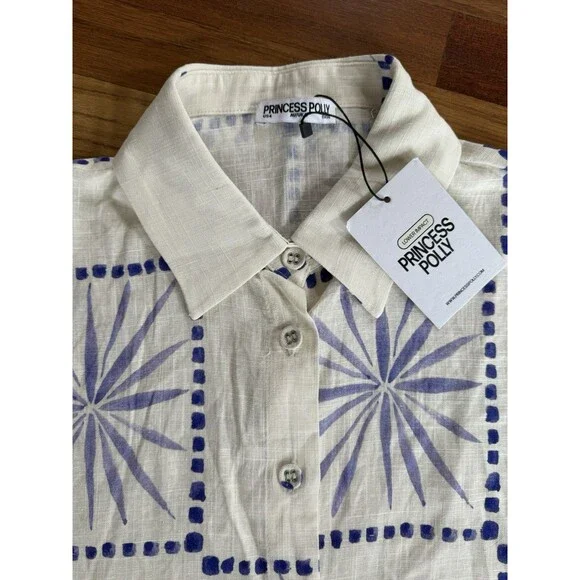 Princess Polly Star Set White Blue Size 4 Vacation Tropical - Picture 4 of 5